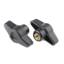 RS PRO Black Polyamide 6 Wing Clamping Knob Threaded Hole 40 mm Diameter 9mm Thread Length 161-458