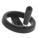 Elesa Black Technopolymer Revolving Spoked Hand Wheel, 124 mm Diameter 78621