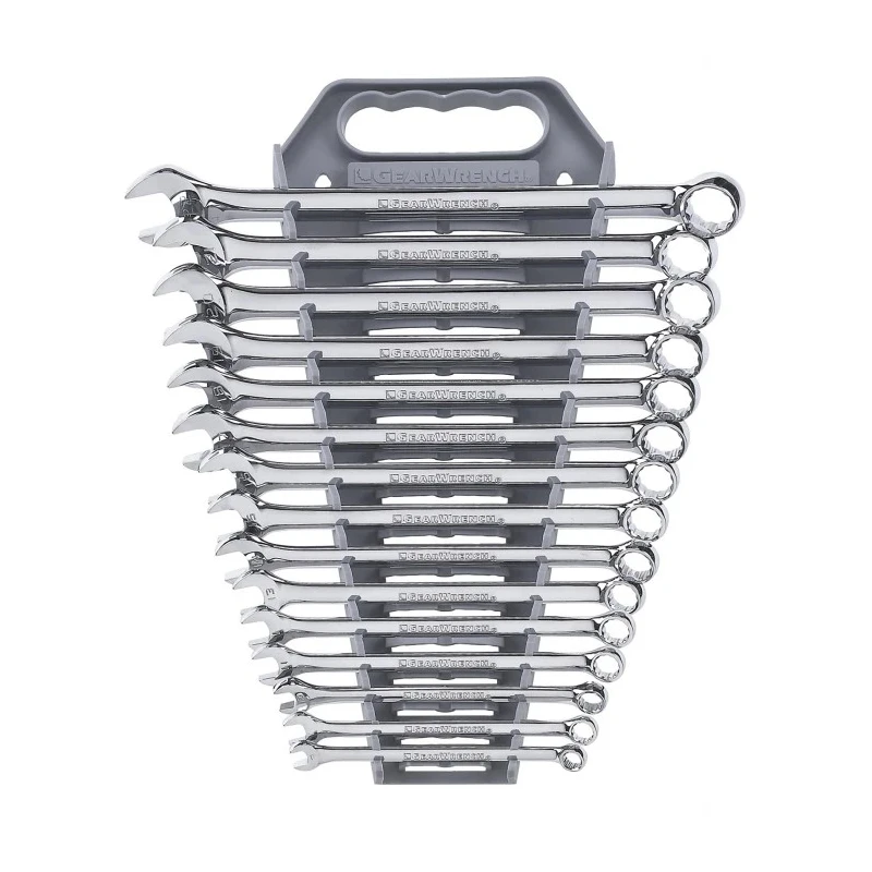 GearWrench 15-Piece Combination Ring Spanner Set, 8 to 22 mm, Alloy Steel, Satin Finish, 12 Point 81902