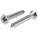 RS PRO Plain Stainless Steel Countersunk Head Self-Tapping Screw 25 mm Thread Size 6 180-651
