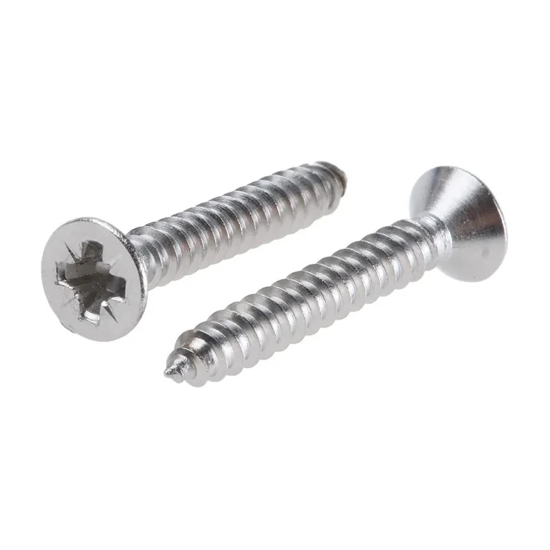 RS PRO Plain Stainless Steel Countersunk Head Self-Tapping Screw 25 mm Thread Size 6 180-651