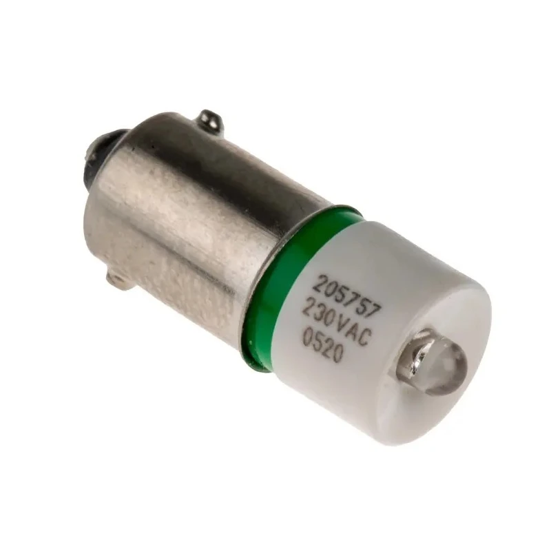 RS PRO Green Indicator Lamp Single Chip, 230V ac, BA9 Base, 10 mm Diameter 205-757