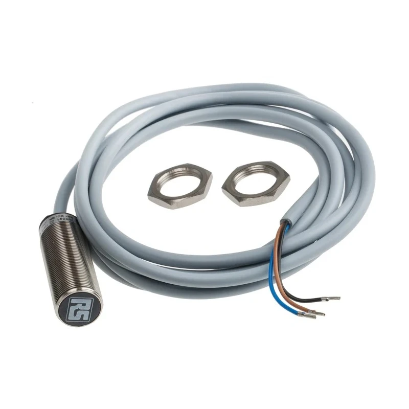 RS PRO Threaded Barrel Inductive Proximity Sensor M18 x 1 PNP 30 V dc 200 mA 5 mm Detection 50 mm Length 208-241