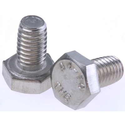 RS PRO Plain Stainless Steel Hex Bolt M6 x 10 mm DIN 933 190-147