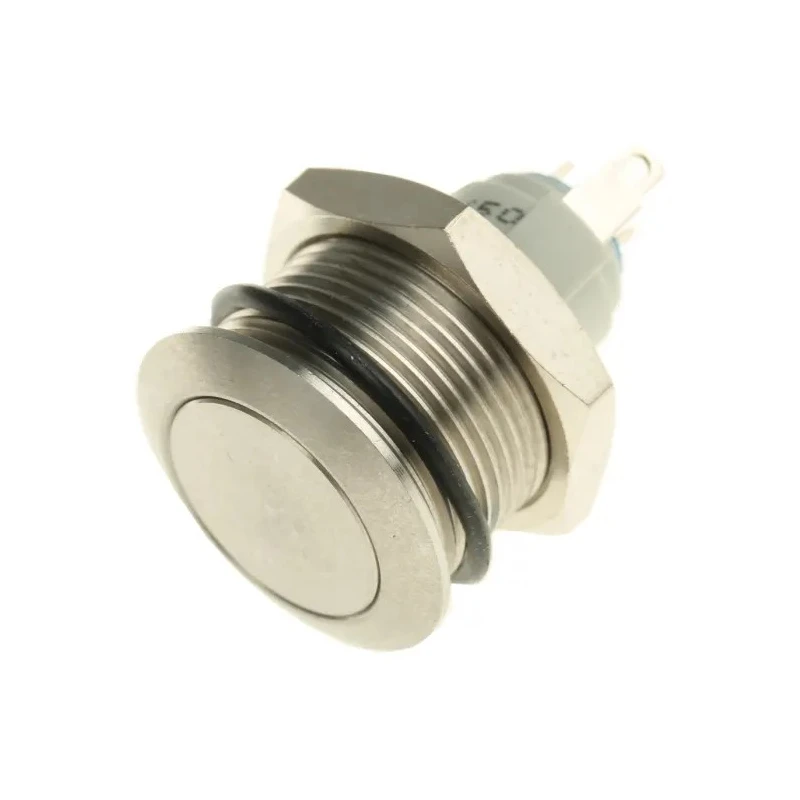 APEM Push Button Switch, Latching, 19.2 mm Cutout, IP65, Silver Actuator, 2A Contact Current, AV09100EA240K