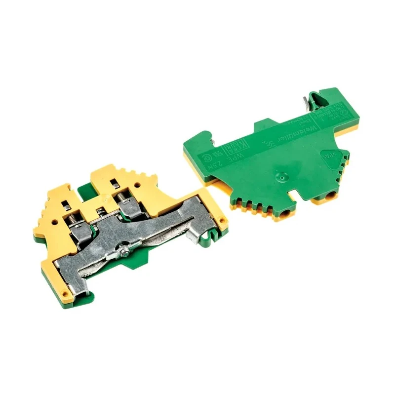Weidmüller WPE Series Earth Terminal Block Green, Yellow, 2.5mm² Cable CSA, 1-Level, Screw Termination, 500V 300A 1016200000
