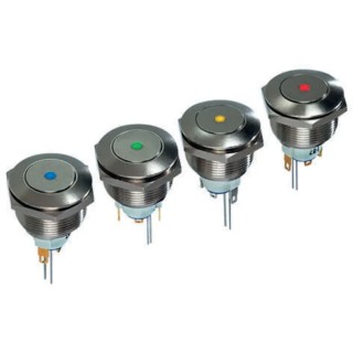 APEM AV Series Illuminated Push Button Switch, Latching, 22.2 mm Cutout, Red LED, IP65 AV031L6EA200