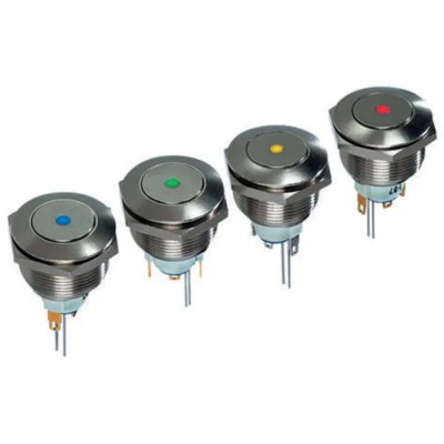 APEM AV Series Illuminated Push Button Switch, Latching, 22.2 mm Cutout, Red LED, IP65 AV031L6EA200