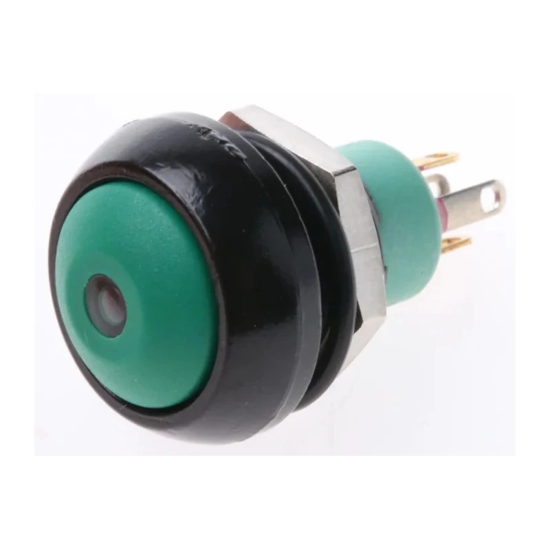 APEM IP Series Illuminated Push Button Switch Momentary Panel Mount 13.6 mm Cutout SPST Green LED IP67 28 V dc IPR3SAD3L0G