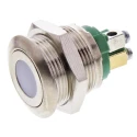 APEM AV Series Illuminated Push Button Switch Momentary Silver Actuator Flat Style 19.2 mm Cutout SPST Green AV09C7L3D9003