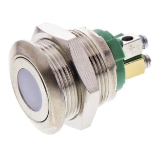 APEM AV Series Illuminated Push Button Switch Momentary Silver Actuator Flat Style 19.2 mm Cutout SPST Green AV09C7L3D9003