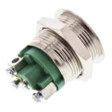 APEM AV Series Illuminated Push Button Switch Momentary Silver Actuator Flat Style 19.2 mm Cutout SPST Green AV09C7L3D9003