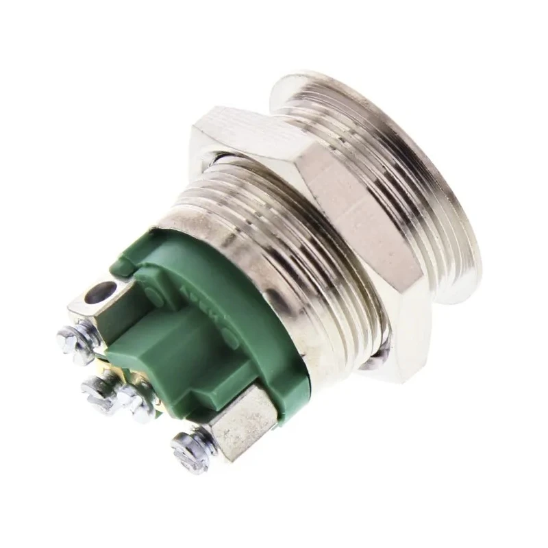 APEM AV Series Illuminated Push Button Switch Momentary Silver Actuator Flat Style 19.2 mm Cutout SPST Green AV09C7L3D9003