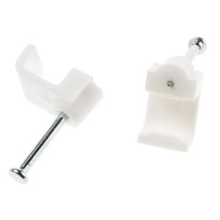 RS PRO White Polyethylene Rectangular Cable Clip Nail Fixing 9.9mm Length 8.5mm Width 8mm Depth 233-578