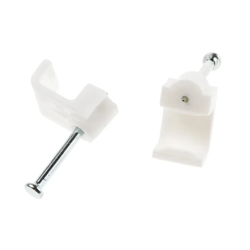 RS PRO White Polyethylene Rectangular Cable Clip Nail Fixing 9.9mm Length 8.5mm Width 8mm Depth 233-578