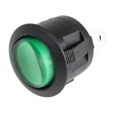 RS PRO Illuminated SPST On-Off Rocker Switch Panel 273-306 6A 250V AC Nylon Housing Green Actuator IP66