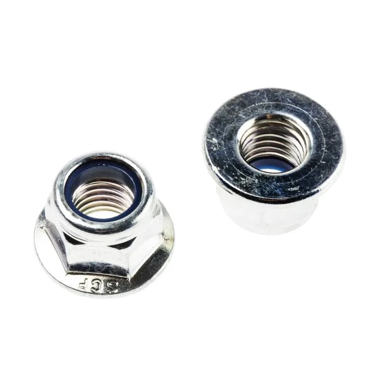 RS PRO Bright Zinc Steel Self-Locking Nut M10 Nylon Insert Hex Flange DIN 6926 275-636