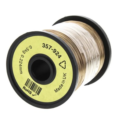 RS PRO 0.22 mm OD Copper Wire 0.224 mm Enamelled 1300 m Reel 357-924