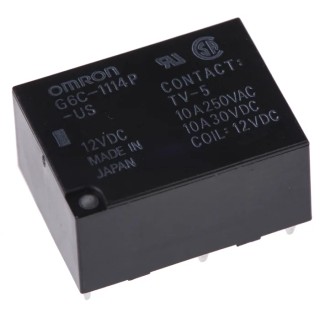 Omron Power Relay PCB Mount 12V DC Coil 10A Switching SPST G6C-1114P-US DC12