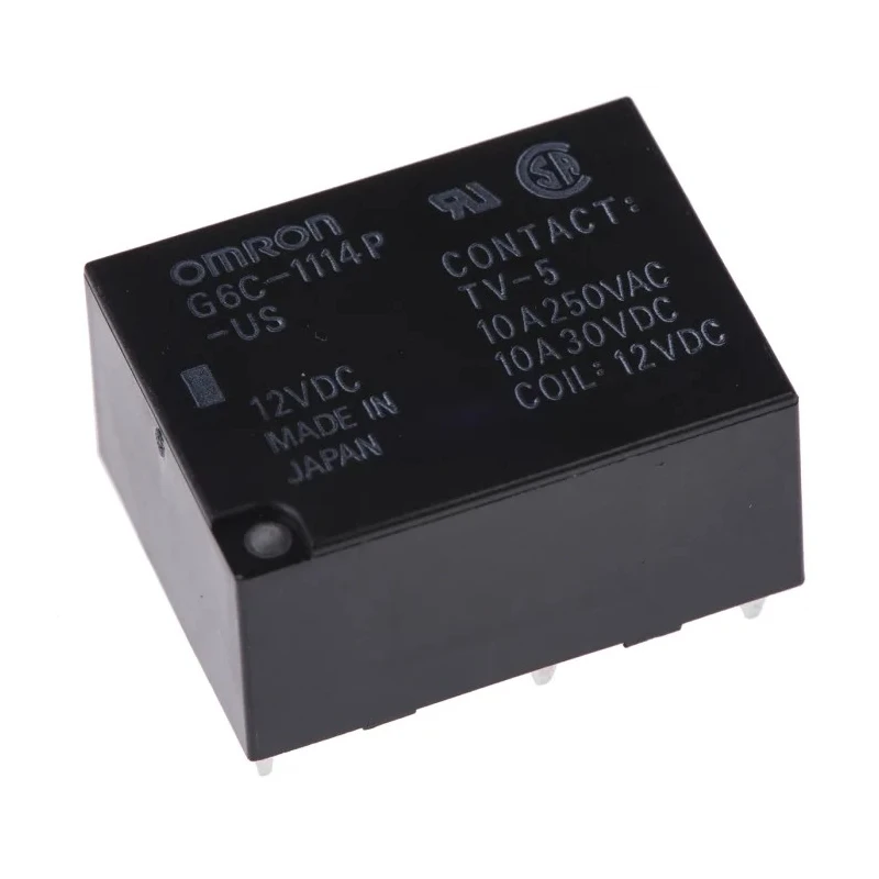Omron Power Relay PCB Mount 12V DC Coil 10A Switching SPST G6C-1114P-US DC12