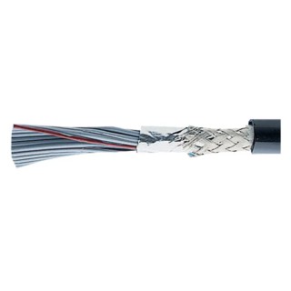 Alpha Wire Shielded Round Ribbon Cable, 26 Conductors, 1.27 mm Pitch, 28 AWG, 30 m Length, PVC Jacket, Tin 3585/26 BK005