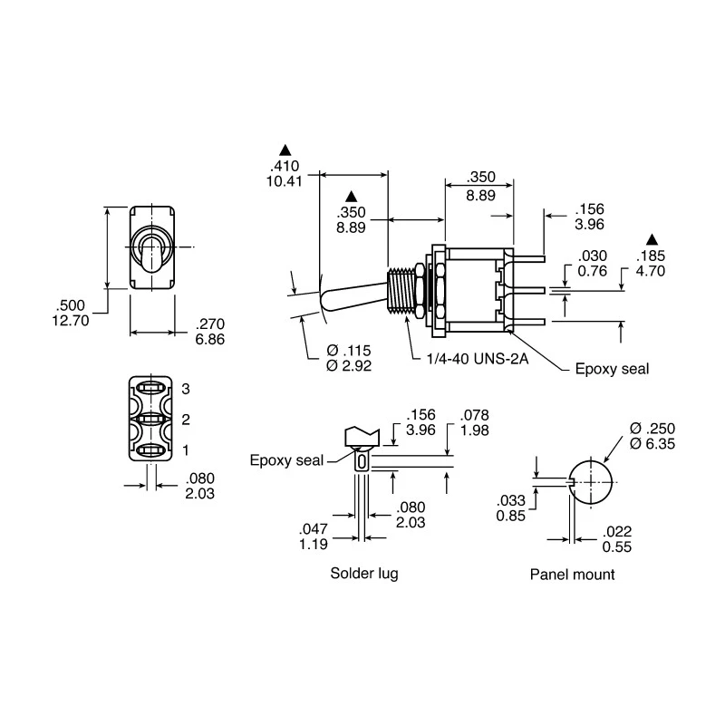 C & K RS PRO Toggle Switch Panel Mount On-Off-On SPDT 5A 28V dc 112V ac 394-465