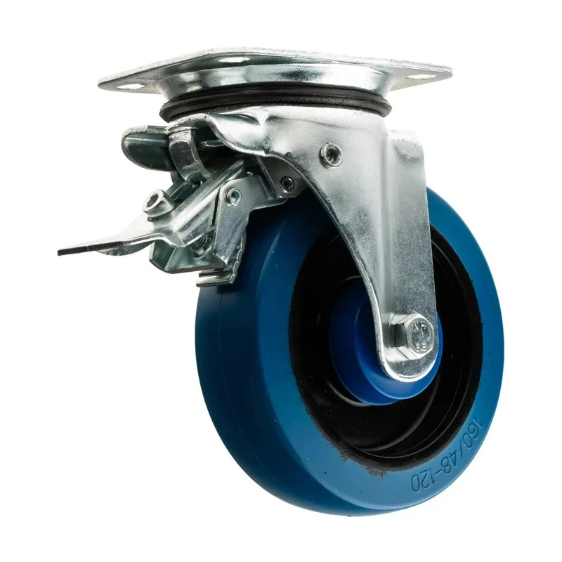 Guitel Hervieu Braked Swivel Castor, 350 kg Load Capacity, 160 mm Elastic Tyre Wheel, Pressed Steel Frame 13817223