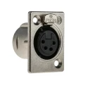 Neutrik Panel XLR Connector, Straight, 50V, Female, 4 Contacts, Silver over Nickel Plating NC4FP-1