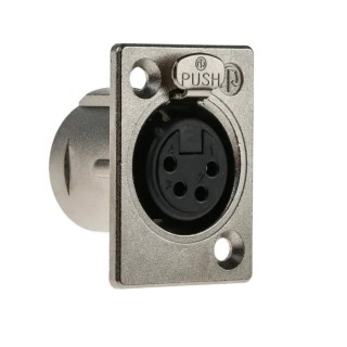 Neutrik Panel XLR Connector, Straight, 50V, Female, 4 Contacts, Silver over Nickel Plating NC4FP-1