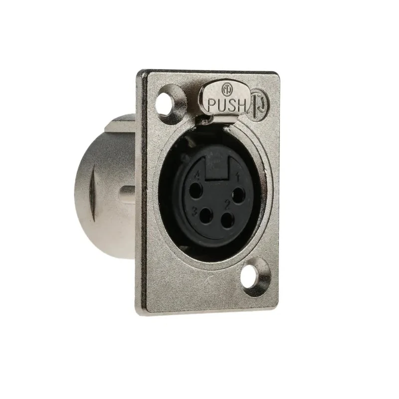 Neutrik Panel XLR Connector, Straight, 50V, Female, 4 Contacts, Silver over Nickel Plating NC4FP-1