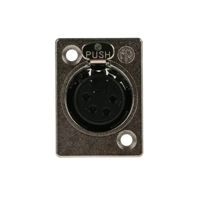 Neutrik Panel XLR Connector, Straight, 50V, Female, 4 Contacts, Silver over Nickel Plating NC4FP-1