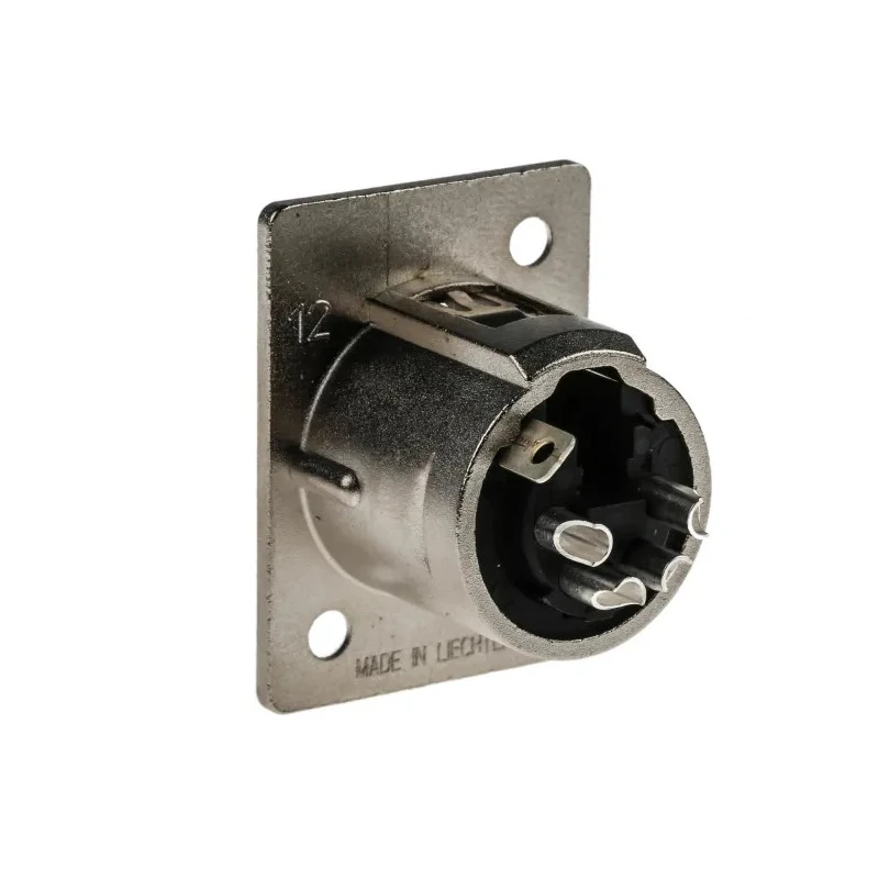 Neutrik Panel XLR Connector, Straight, 50V, Female, 4 Contacts, Silver over Nickel Plating NC4FP-1