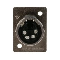 Neutrik Panel XLR Connector, Straight, 50V, Female, 4 Contacts, Silver over Nickel Plating NC4FP-1