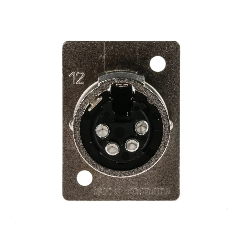 Neutrik Panel XLR Connector, Straight, 50V, Female, 4 Contacts, Silver over Nickel Plating NC4FP-1
