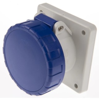 Scame Industrial Power Socket 16A 130V IP67 Grey 2P+PE Screw Terminal Panel Mount Optima IP67