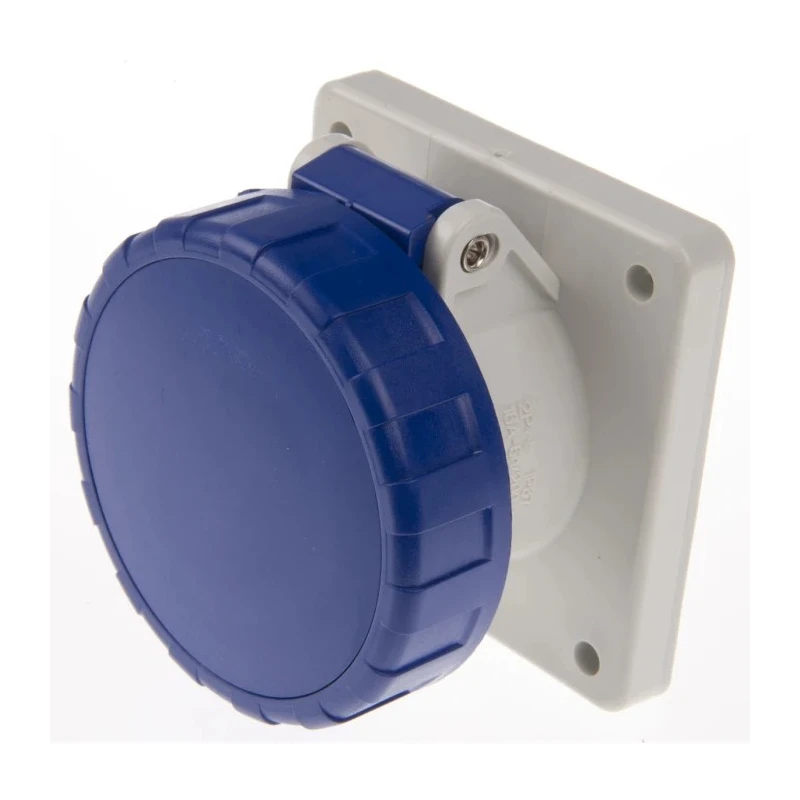 Scame Industrial Power Socket 16A 130V IP67 Grey 2P+PE Screw Terminal Panel Mount Optima IP67