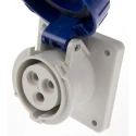 Scame Industrial Power Socket 16A 130V IP67 Grey 2P+PE Screw Terminal Panel Mount Optima IP67