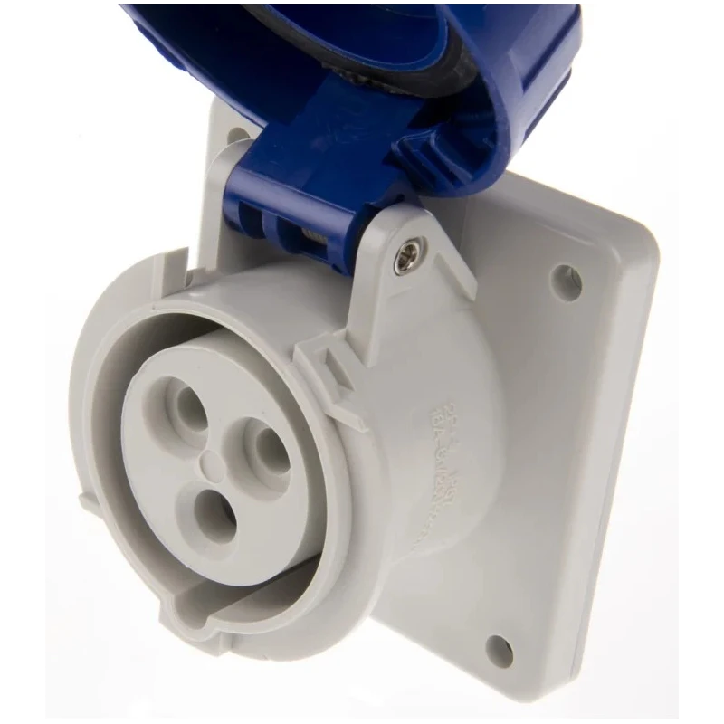 Scame Industrial Power Socket 16A 130V IP67 Grey 2P+PE Screw Terminal Panel Mount Optima IP67