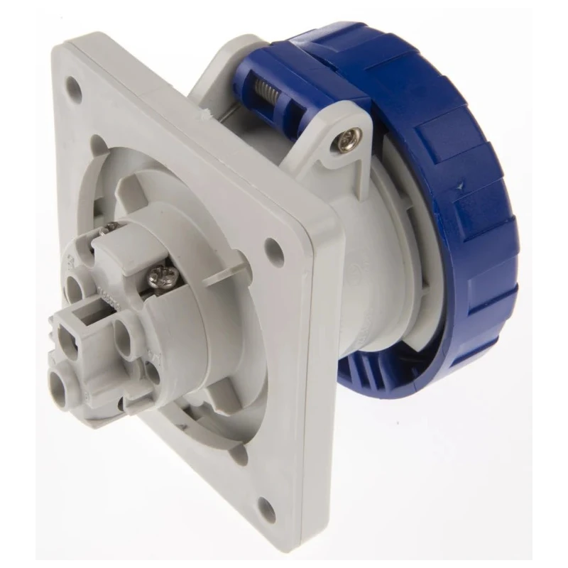 Scame Industrial Power Socket 16A 130V IP67 Grey 2P+PE Screw Terminal Panel Mount Optima IP67