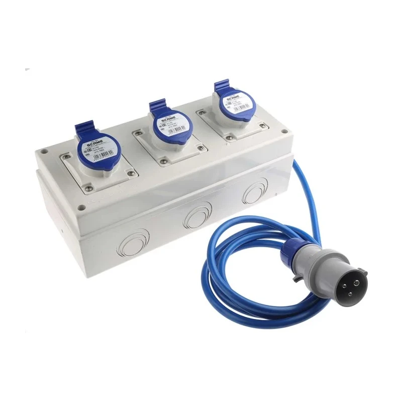 Scame Blue Surface Mount Industrial Socket 16A 250V 2P+PE IP44 Series DOMINO IP66 