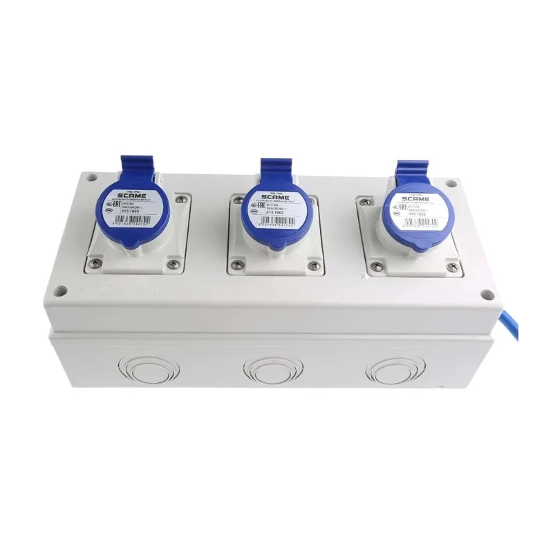 Scame Blue Surface Mount Industrial Socket 16A 250V 2P+PE IP44 Series DOMINO IP66 