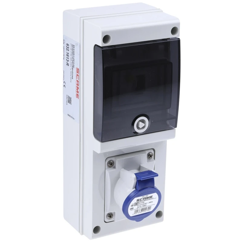 Scame DOMINO IP44 Blue Wall Mount Angled Residual Current Device 2P+PE 16A 230V IP44 