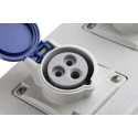 Scame Blue Surface Mount Industrial Socket 16A 250V 2P+PE IP44 Series DOMINO IP66 