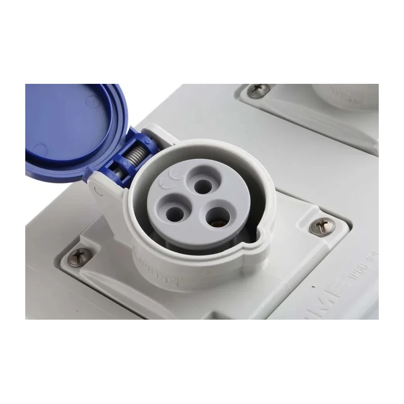 Scame Blue Surface Mount Industrial Socket 16A 250V 2P+PE IP44 Series DOMINO IP66 