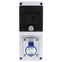 Scame DOMINO IP44 Blue Wall Mount Angled Residual Current Device 2P+PE 16A 230V IP44 
