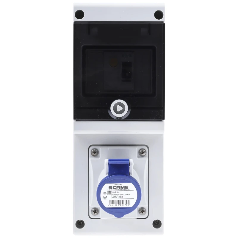 Scame DOMINO IP44 Blue Wall Mount Angled Residual Current Device 2P+PE 16A 230V IP44 