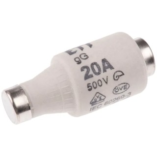 ETI Diazed Fuse D2 Bottle Size 20A 500V AC, Ceramic Body, Blue Cap, E27 Thread Size 2312406