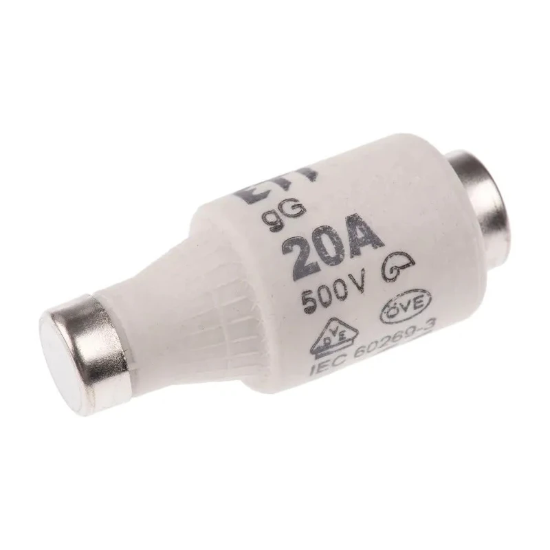ETI Diazed Fuse D2 Bottle Size 20A 500V AC, Ceramic Body, Blue Cap, E27 Thread Size 2312406
