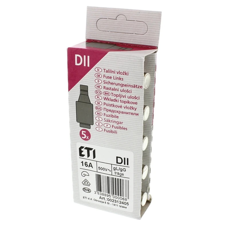 ETI 16A, 500V AC D2 Diazed Fuse with E27 Thread Size 2312405
