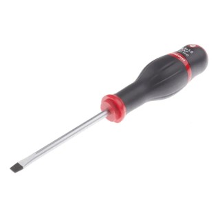 Facom Standard Slotted Screwdriver, 100 mm Blade Length, 220 mm Overall Length, Bi-Material Handle, Silicon ATF6.5X100